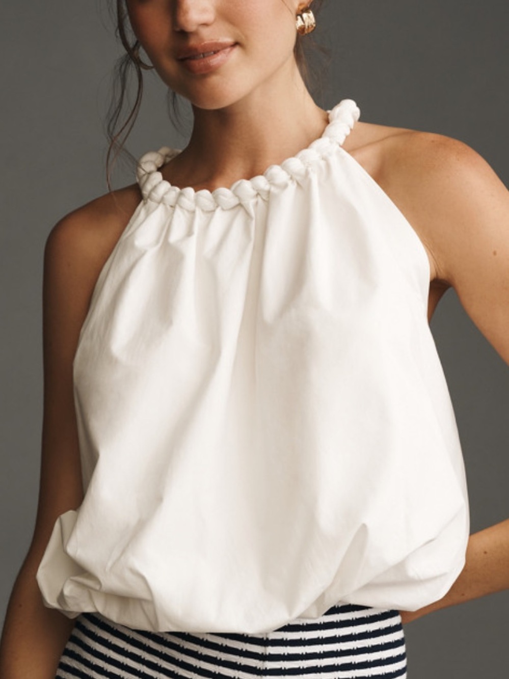 Anthropologie Braided Bubble Hem top